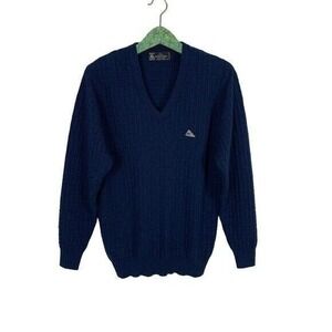Monte Carlo Mens Sweater 38 Blue Wool Knit Classic Preppy Winter Workwear